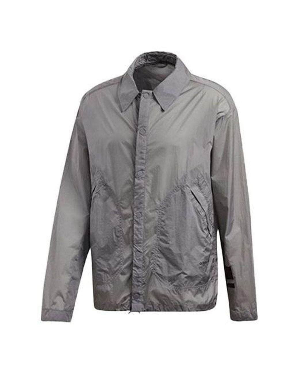 Adidas Gray Originals Nmd Webbing Logo Coach Jacket for men