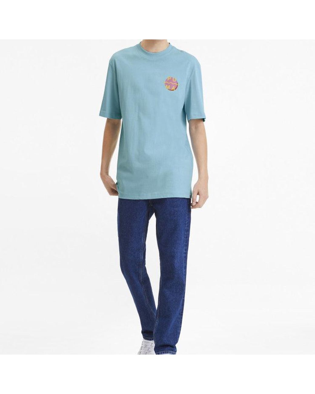 PUMA Blue Downtown Graphic Printed Short Sleeve Tee for men