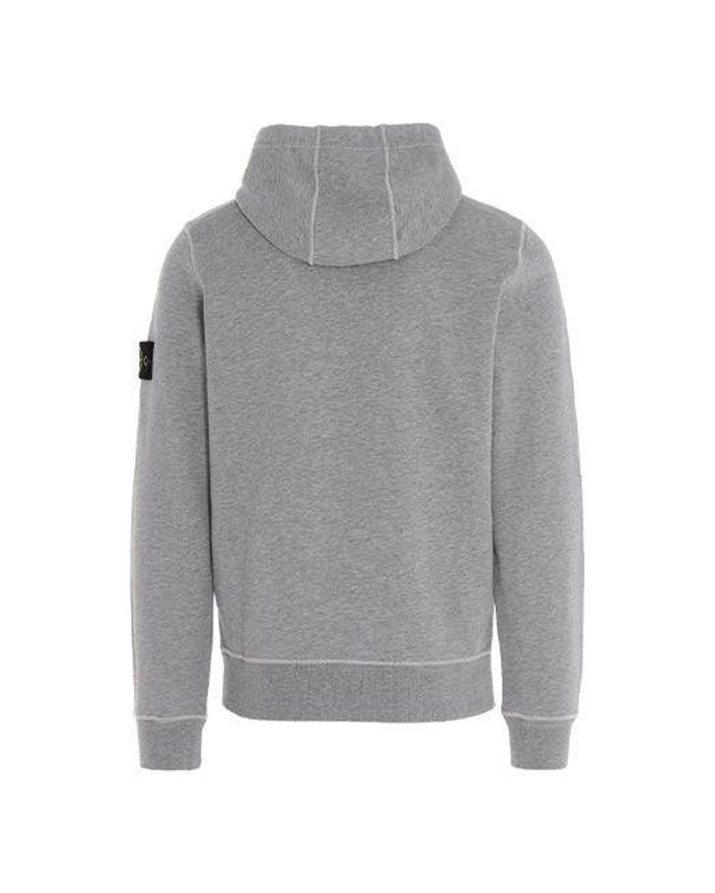 Stone Island Gray Garment Dyed Popover Hoodie Marl' for men