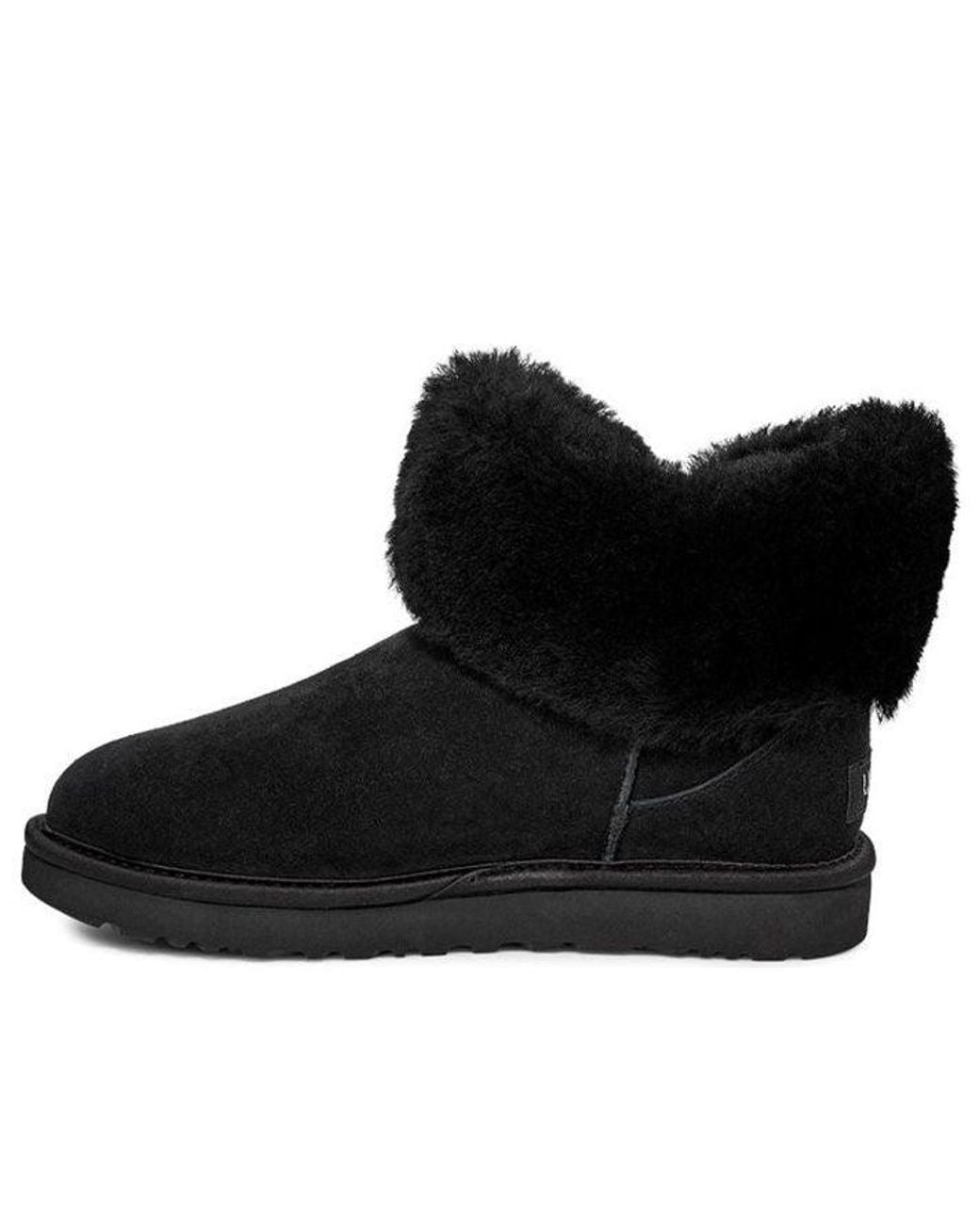 Ugg Black (Wmns) Cinched Fur Mini Snow Boots