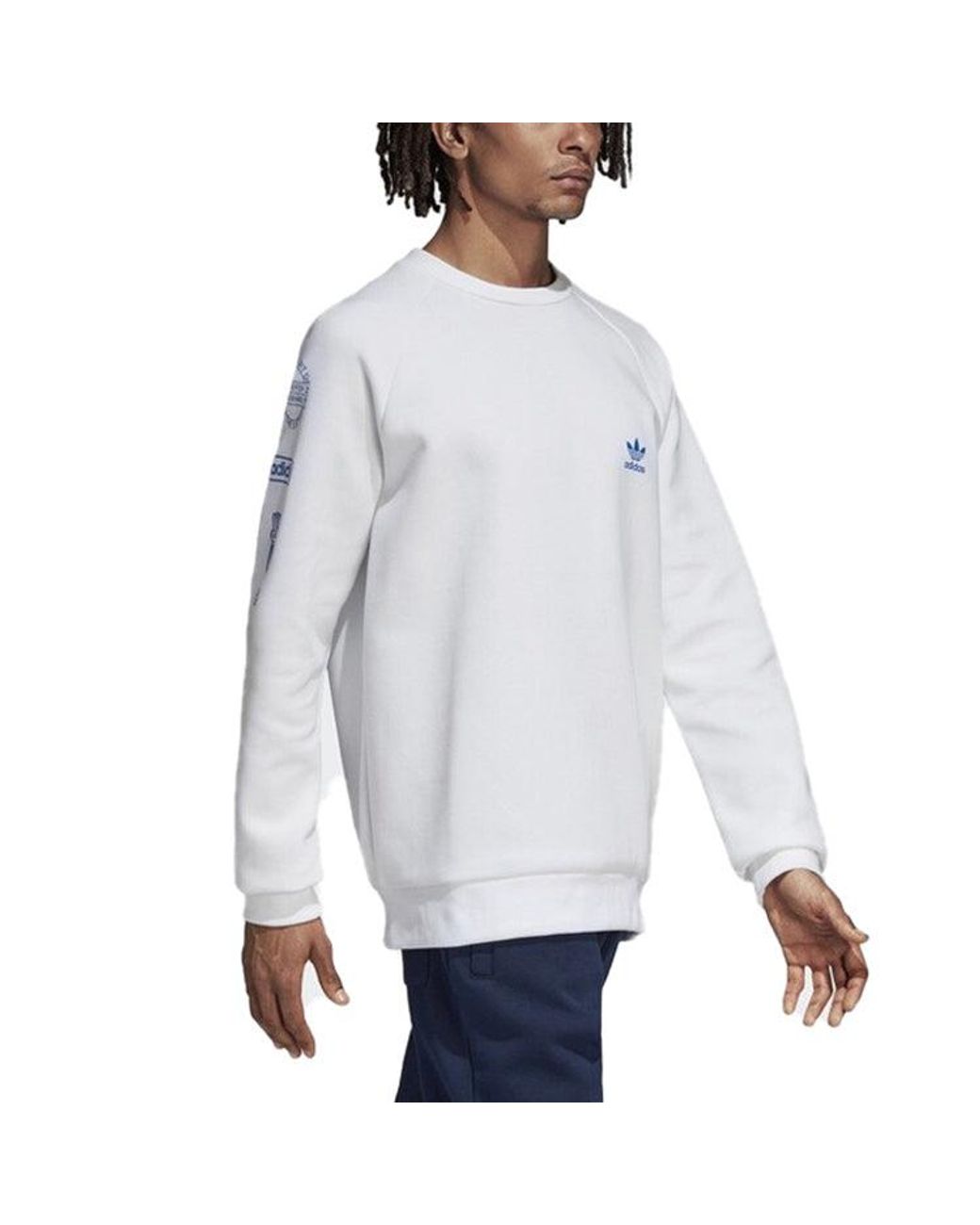 Adidas White Originals Graphic Crew Sweatshirt For for men