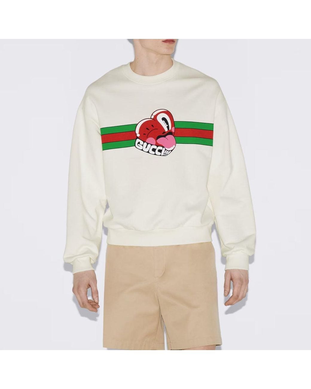 Gucci White Cotton Jersey Sweatshirt With Print 'Off' for men