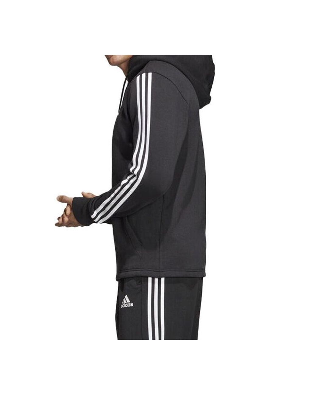 Adidas Black Printing Sports Fleece Lined Hooded Knit Jacket for men