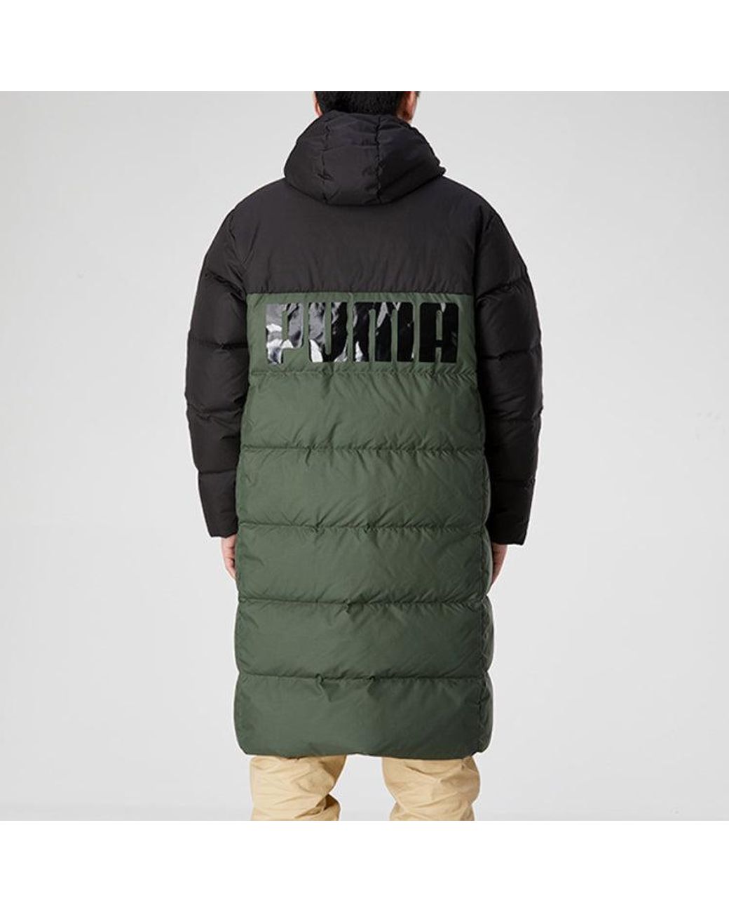 PUMA Green Long Oversized Down Jacket for men