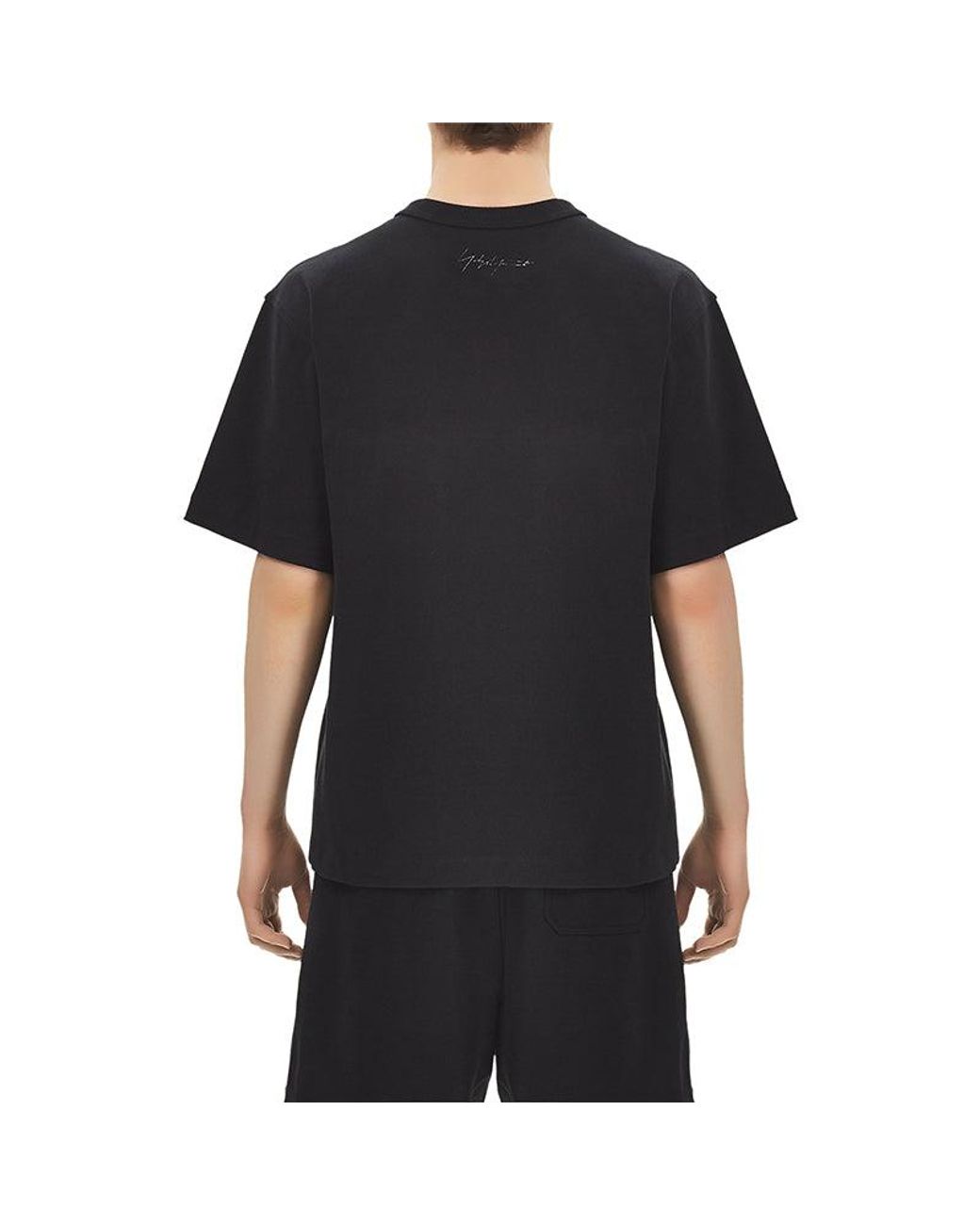 Adidas Black Y-3 Alphabet Logo Casual Short Sleeve T-Shirt for men