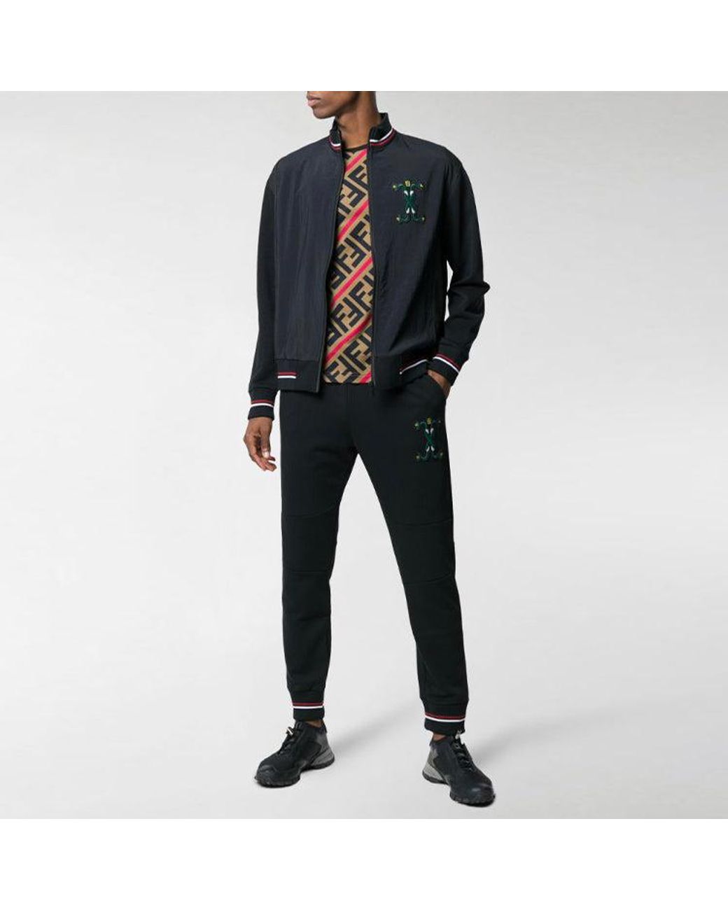 Fendi Black Ss21 Ff Pattern Printing Short Sleeve for men