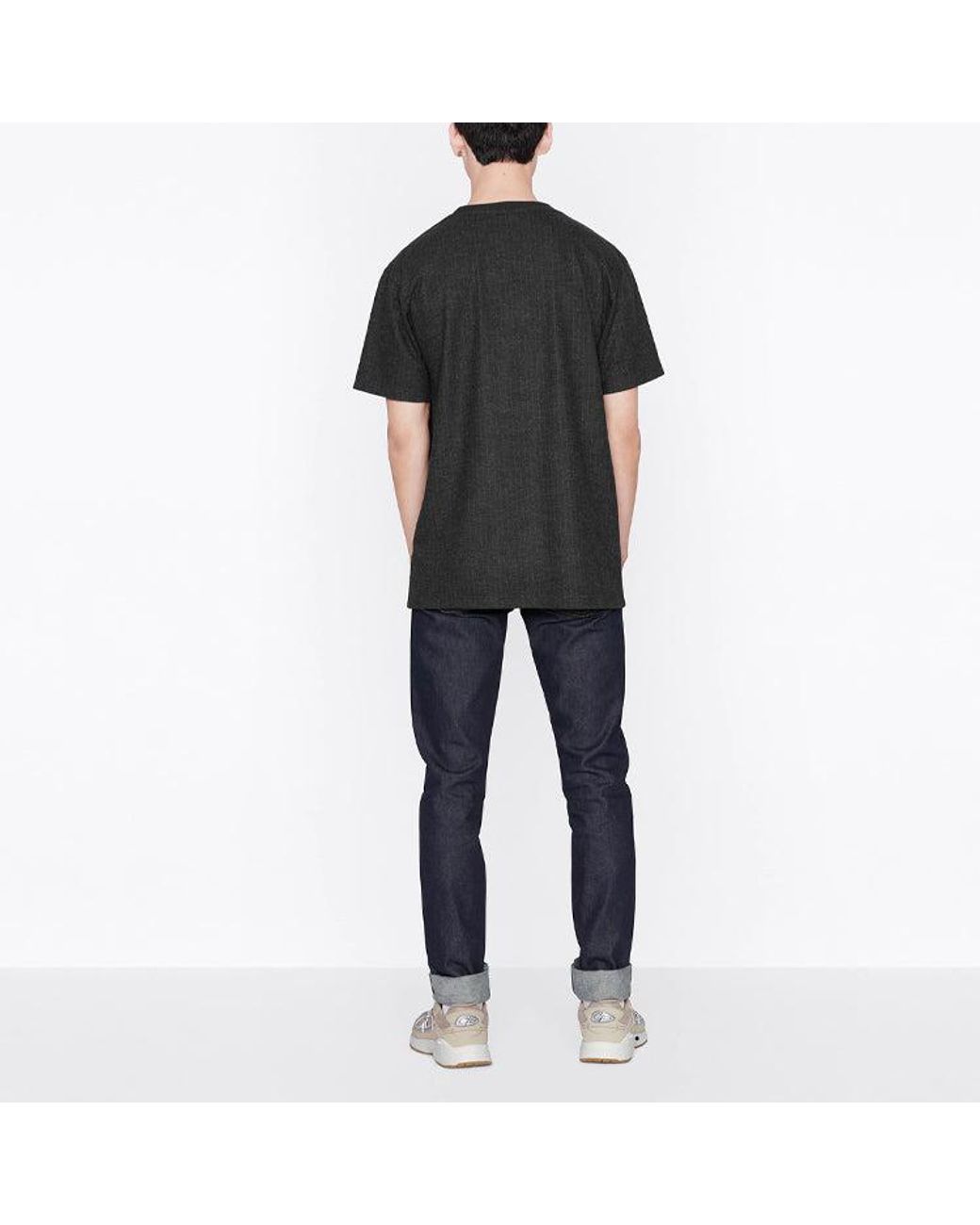 Dior Black Ss22 Alphabet Printing Round Neck Short Sleeve T-Shirt for men