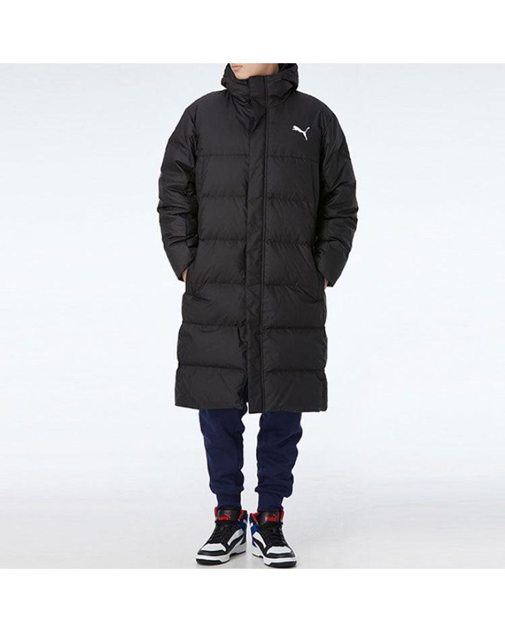 PUMA Black Long Oversized Down Jacket for men