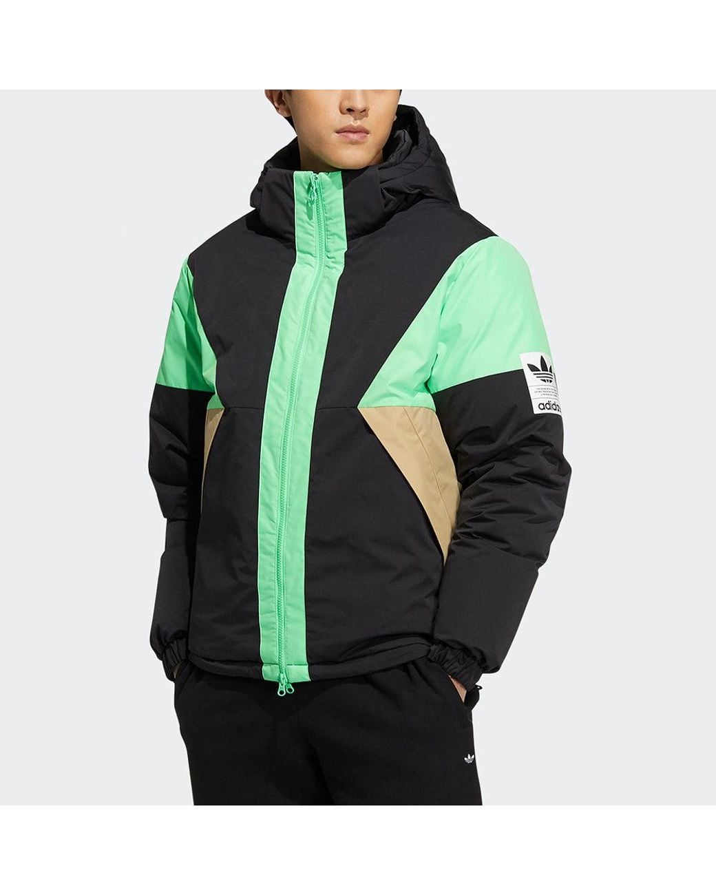 Adidas Green Originals Revers Down Jkt Reversible Sports Hooded Down Jacket for men