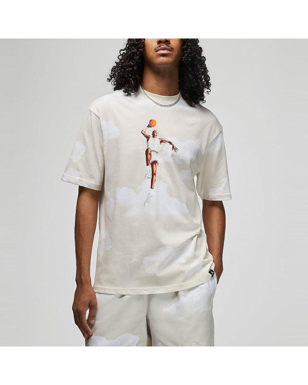 Nike White Casual Printing Round Neck Pullover Short Sleeve Sail T-Shirt for men