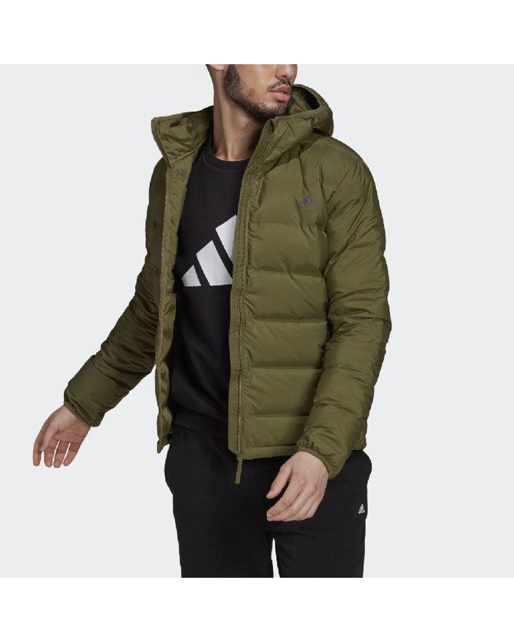 Adidas Green Helionic Hooded Down Jacket for men