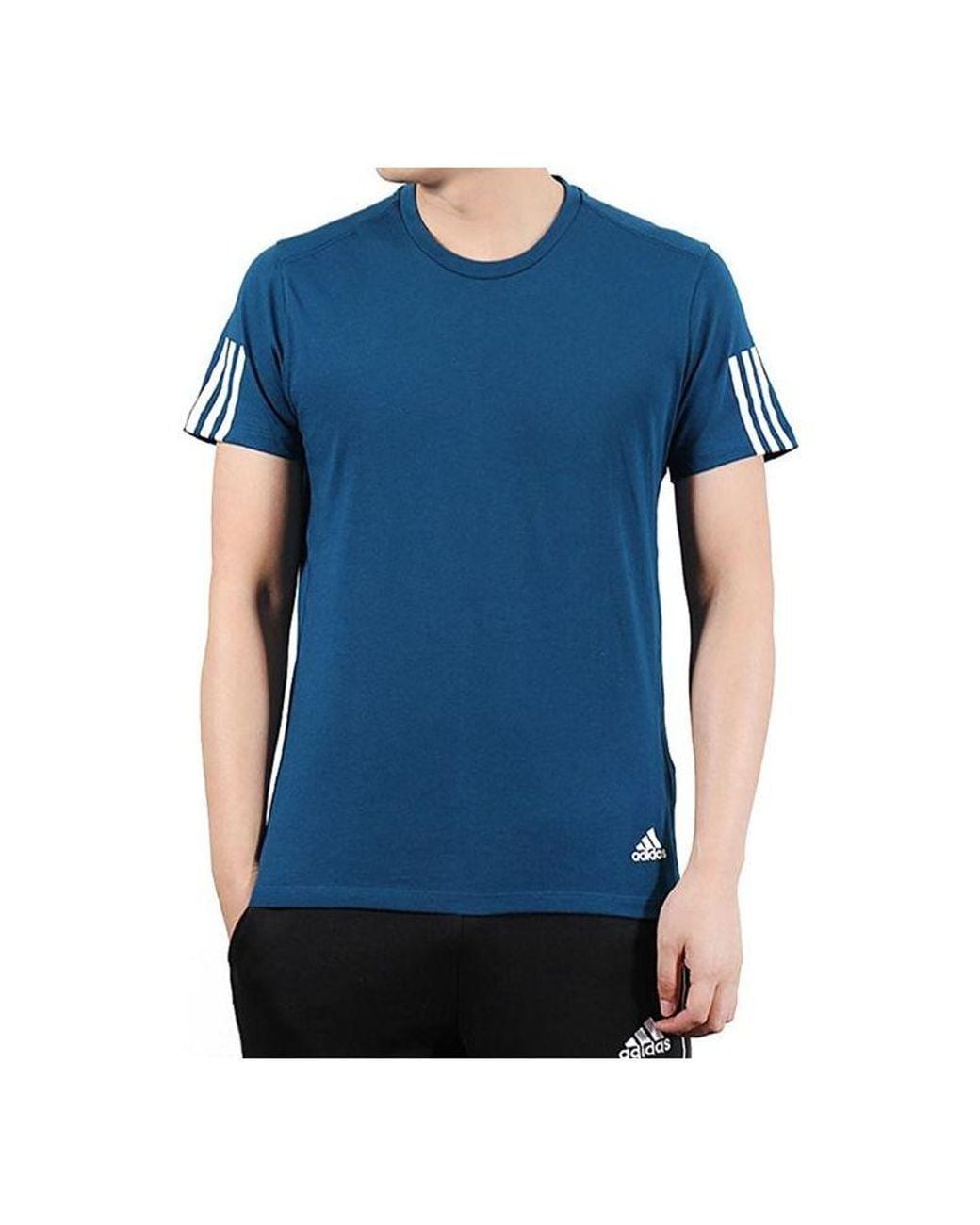 Adidas Blue Run It Tee Soft Sports Round Neck Short Sleeve for men