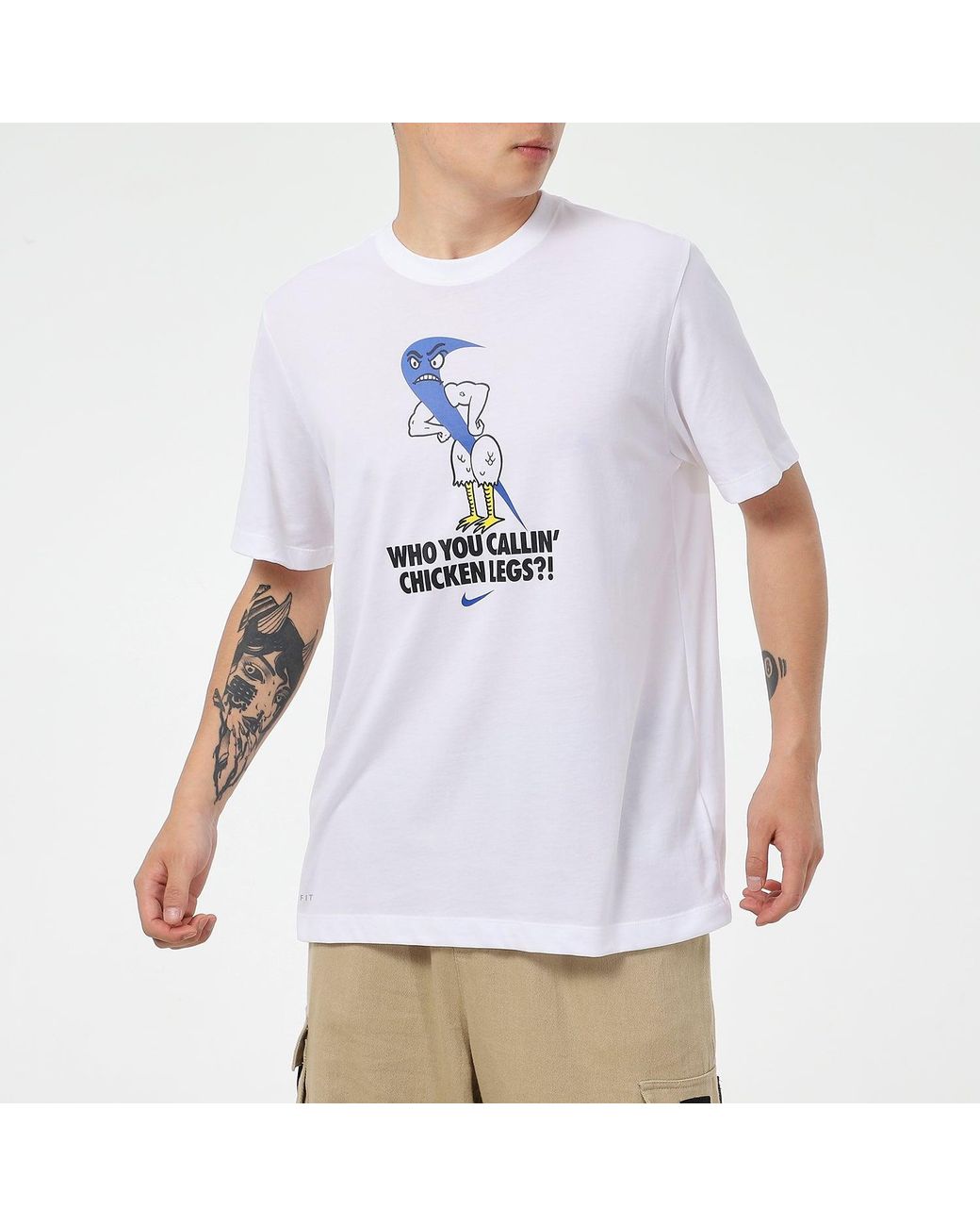 Nike White Dri-Fit Logo Printing Quick-Dry Sports for men
