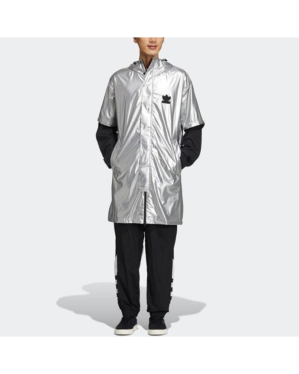 Adidas Blue Originals Liquid Metal Wb Sports Hooded Windbreaker Jacket for men
