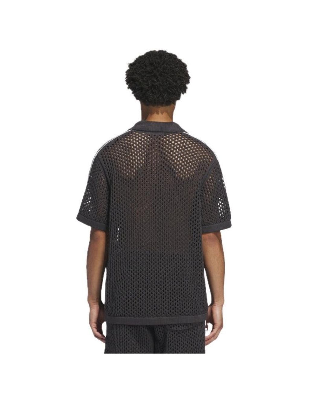 Adidas Black X Clot Fw24 Crochet Polo Shirt Asia Sizing 'Carbon' for men