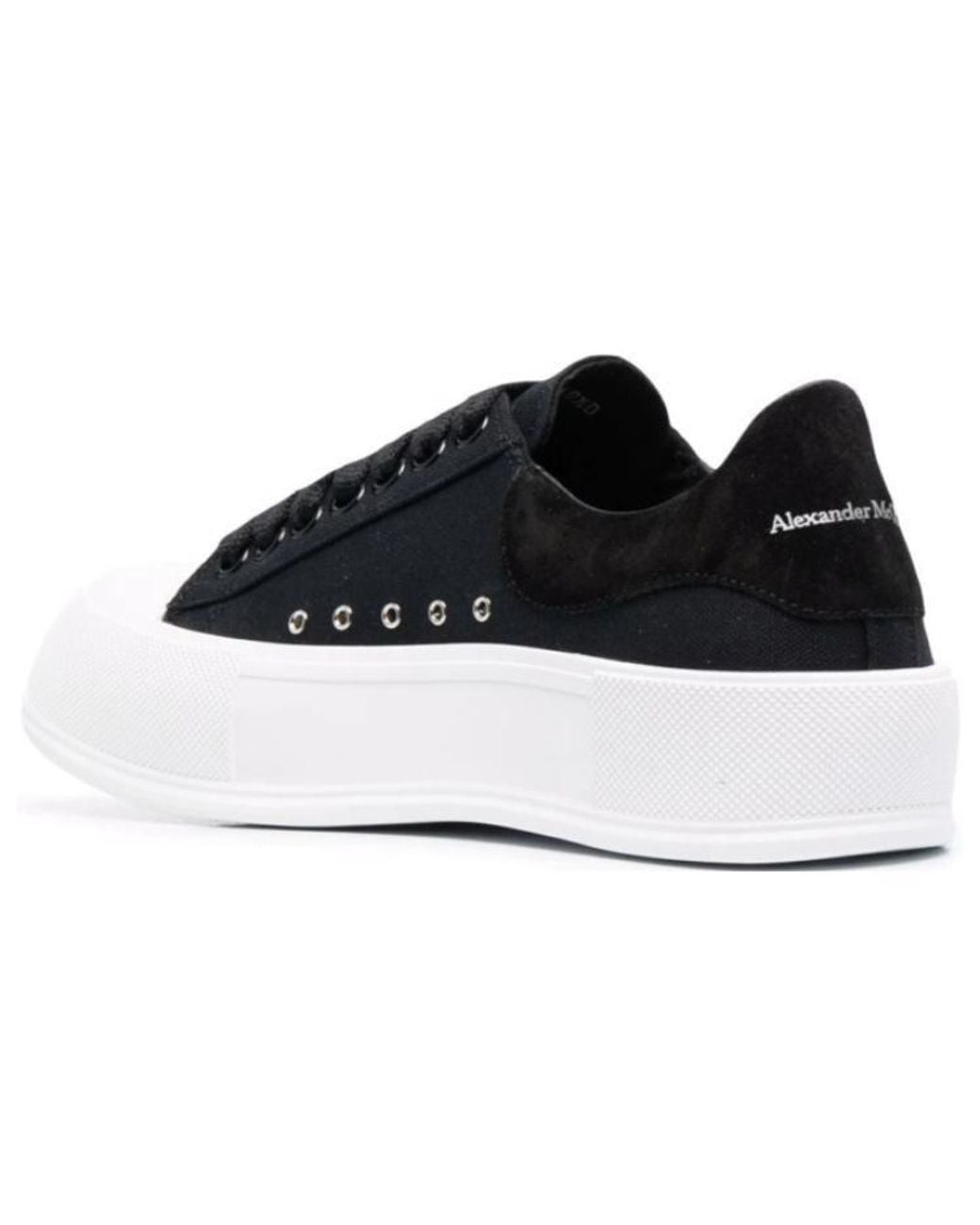McQueen Black Deck Skate Plimsoll Lace Up Sole' for men