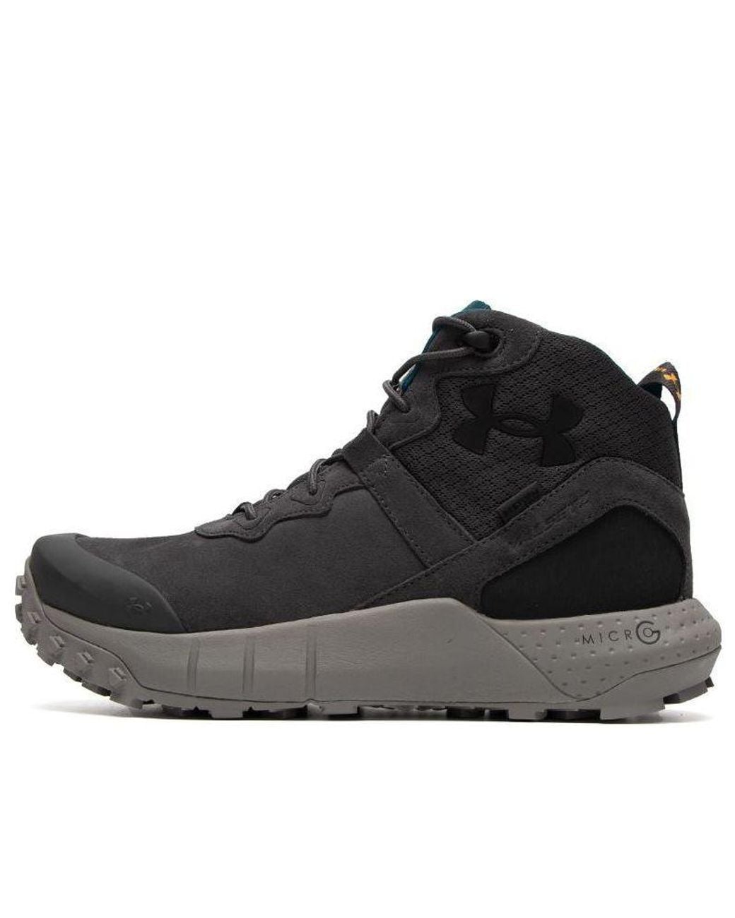 Under Armour Black Ua Micro G Valsetz Trek Mid Leather Waterproof Tactical Boots for men