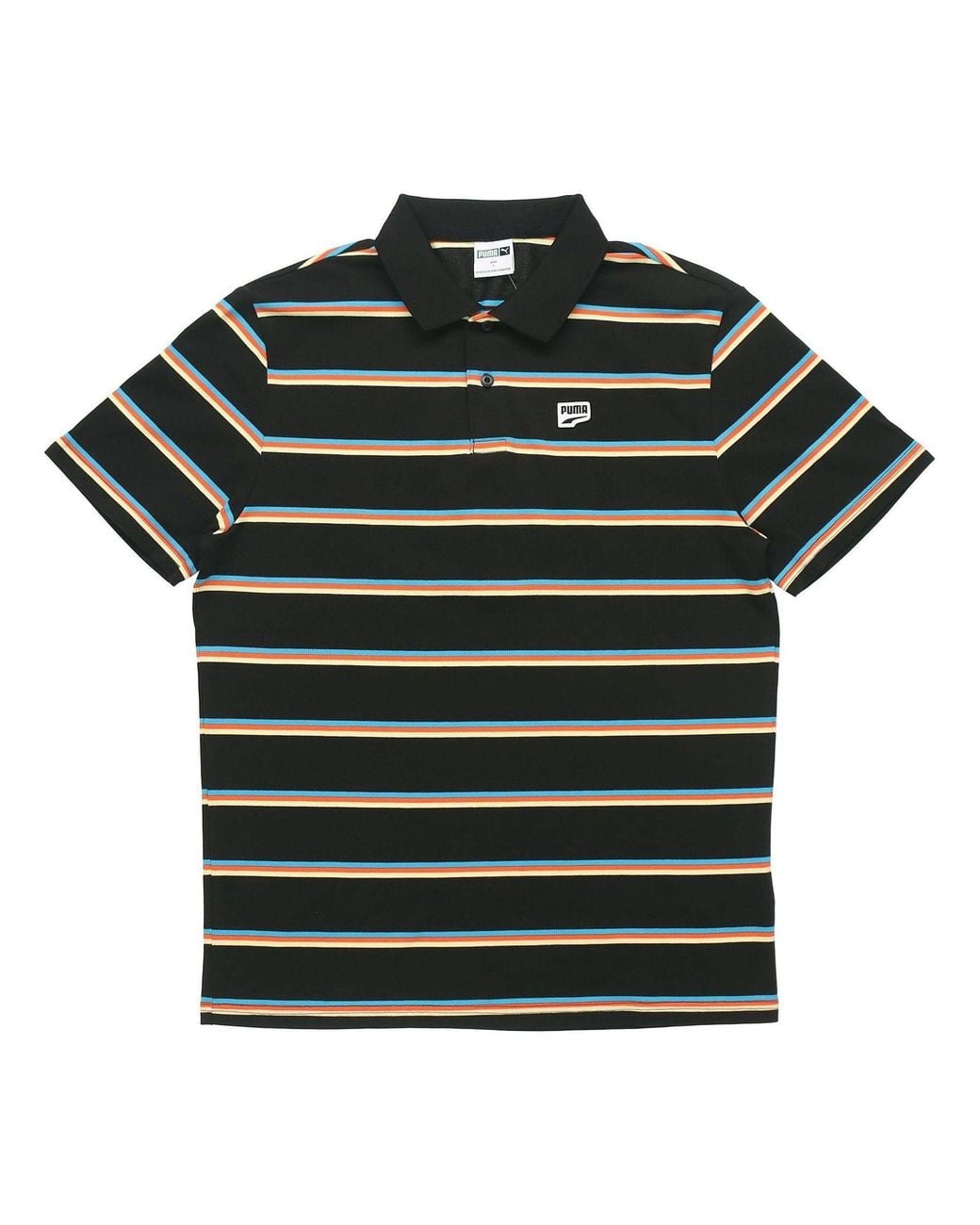 PUMA Black Downtown Stripe Polo Tee Shirt for men