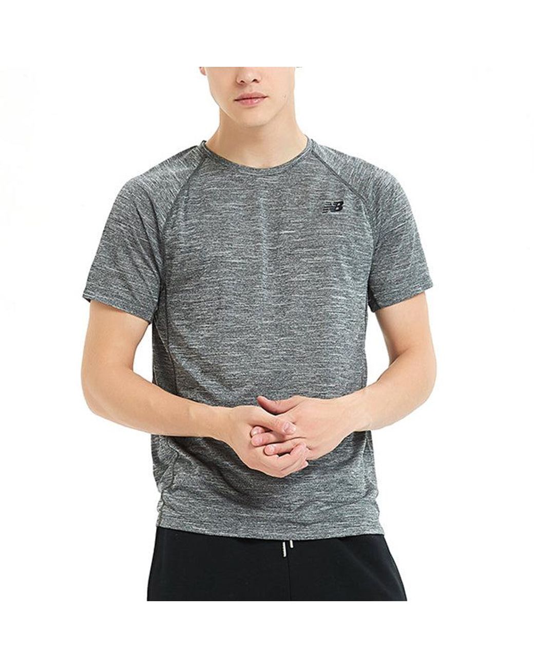New Balance Gray Quick Dry Short Sleeve for men