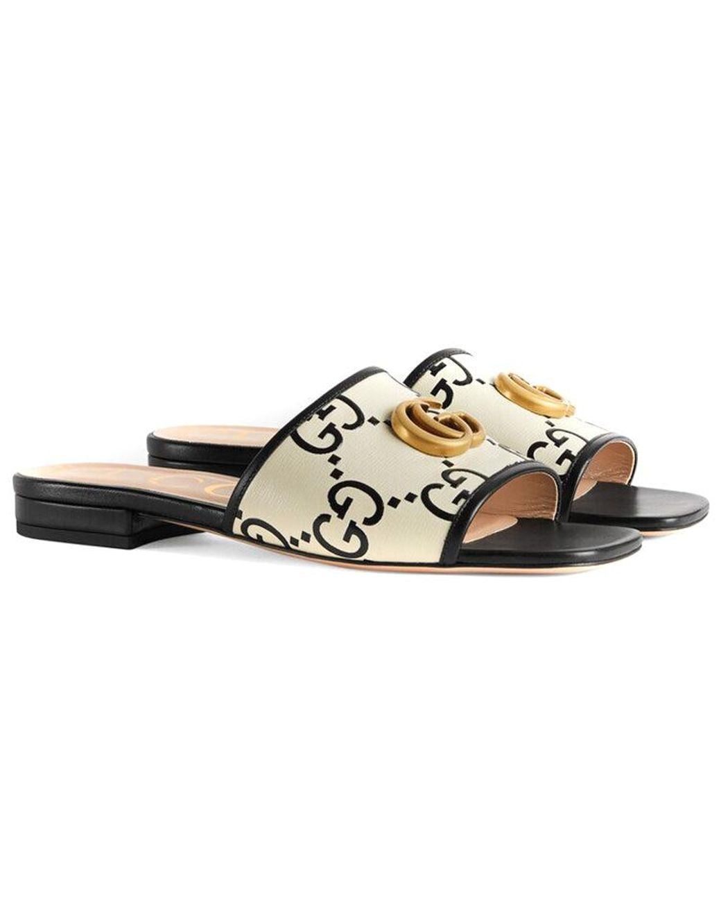 Gucci White (Wmns) Gg Slide Sandal Leather