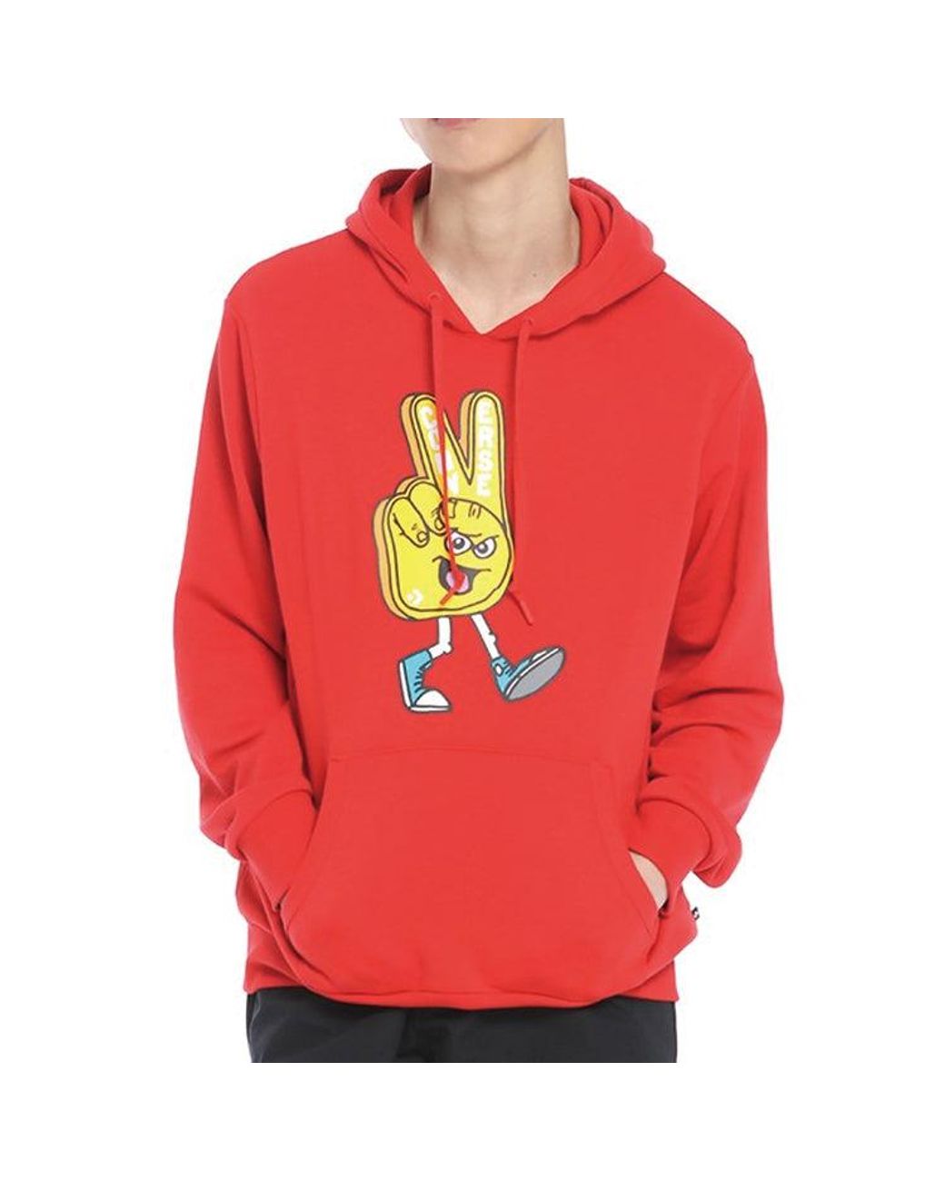Converse Red Finger Letter Print Hooded Drawstring Sweatshirt for men