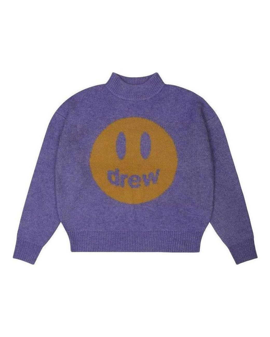 Drew House Blue Mascot Funnel Neck Sweater 'Heather Amethyst' for men