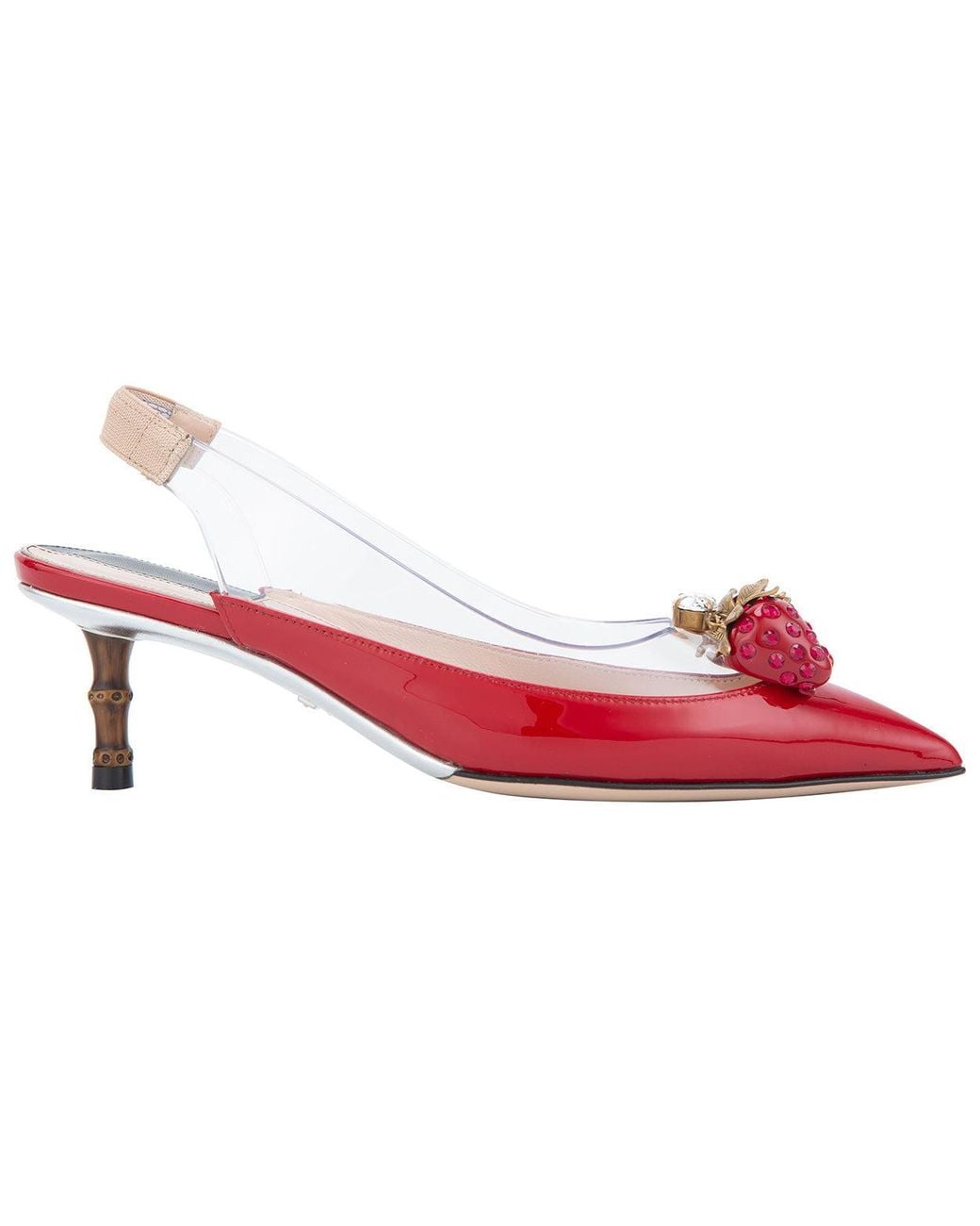 Gucci Pink (Wmns) Large Strawberry Logo Mid-Top Fashion High Heels Sandals