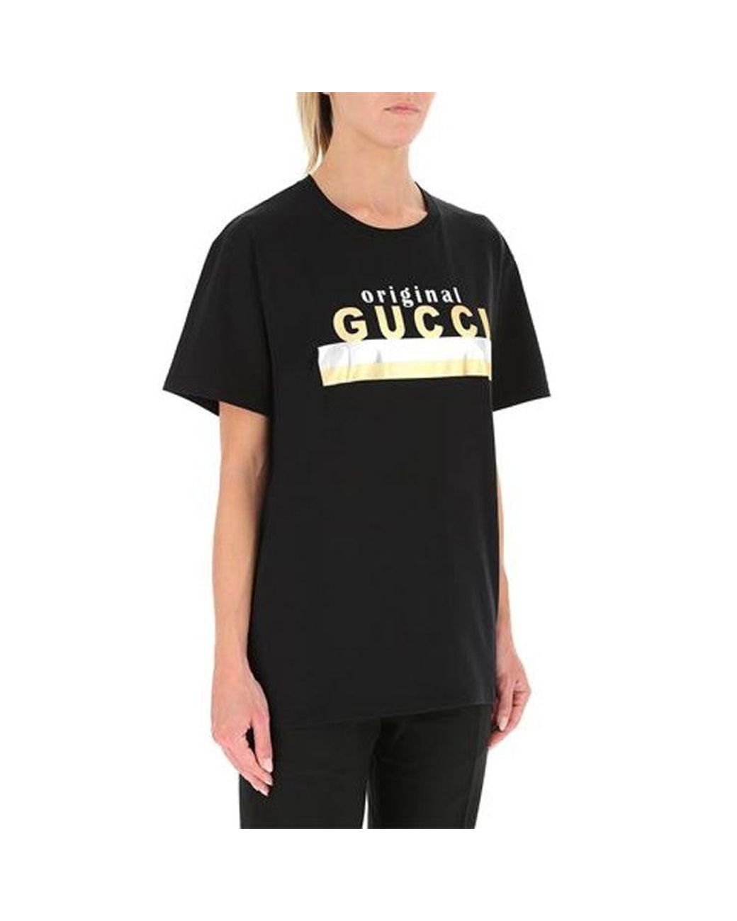 Gucci Black (Wmns) And Striped Letter Logo Short Sleeve For