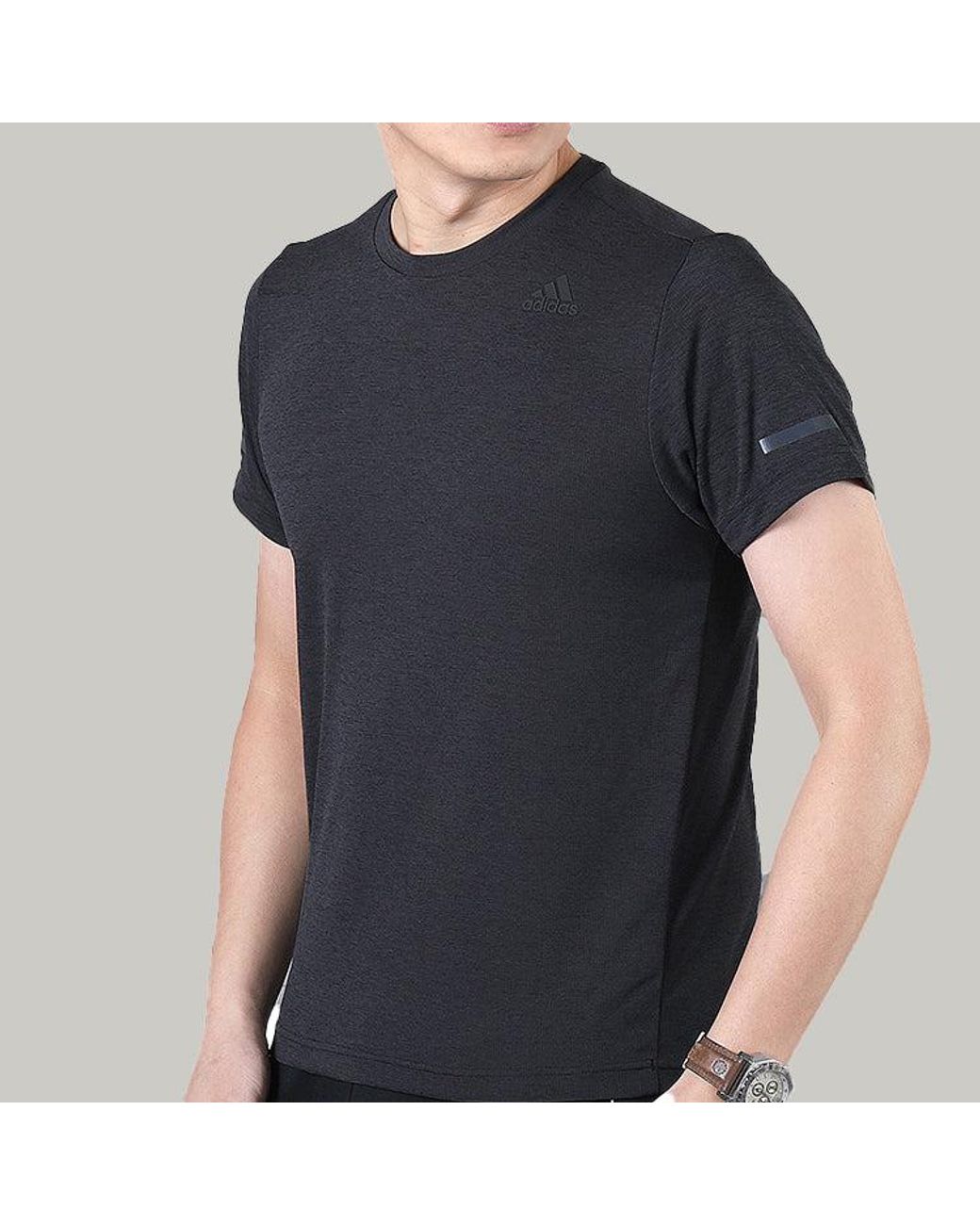 Adidas Black Running Sports Short Sleeve T-Shirt for men