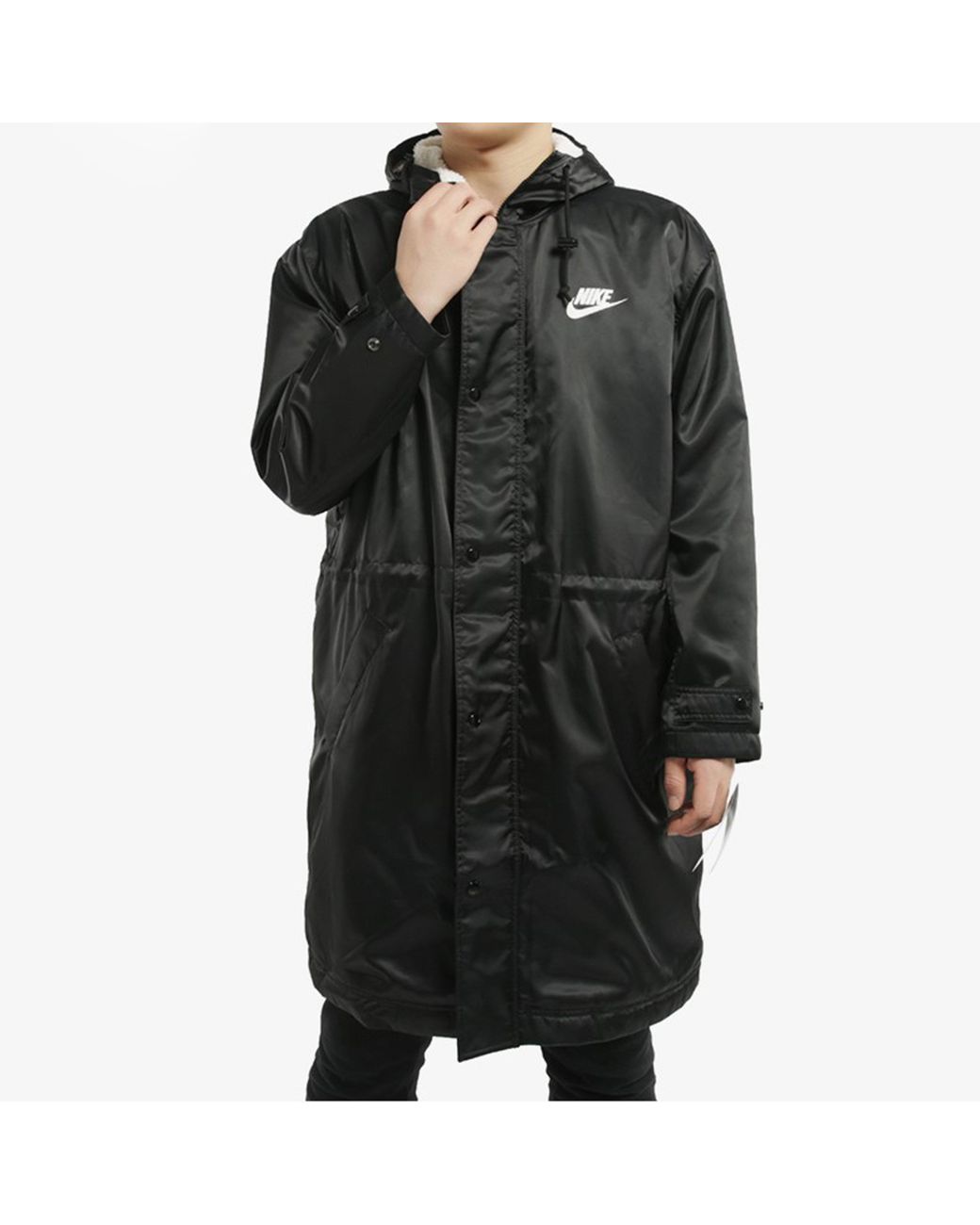 Nike Black Alphabet Logo Hooded Padded Jacket for men