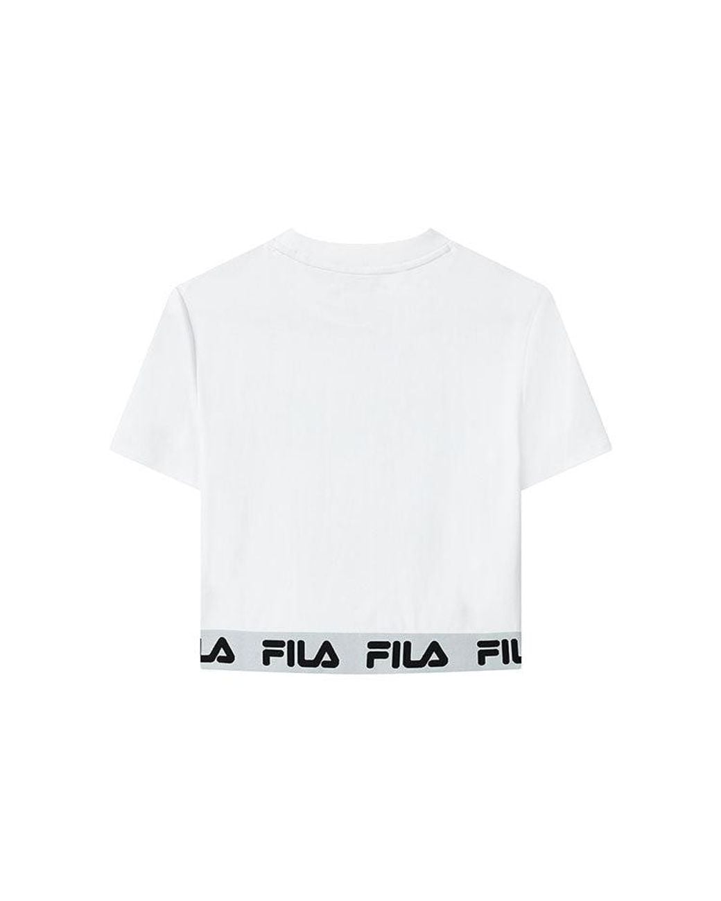 Fila White (Wmns) Logo Print Short Sports Short Sleeve