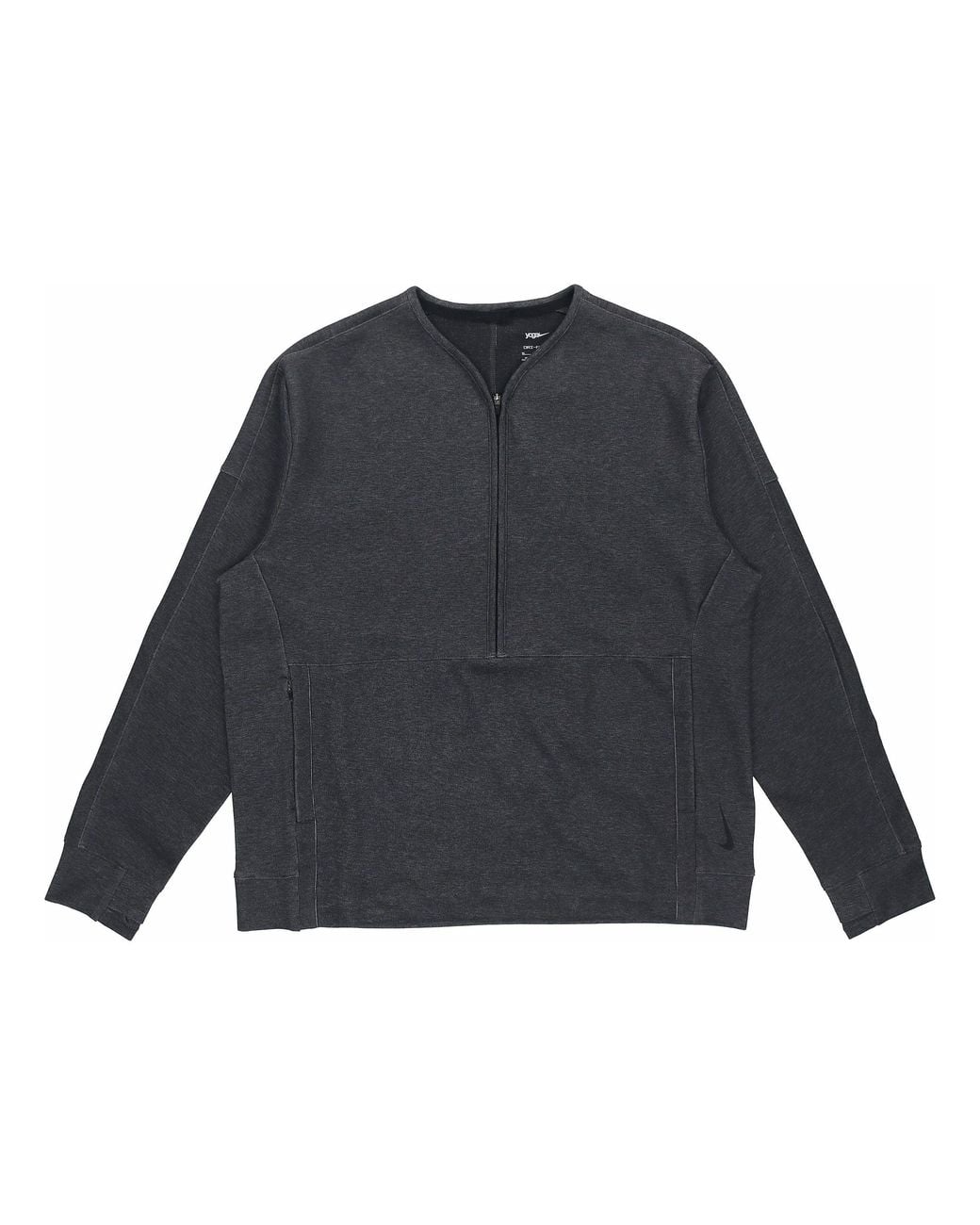 Nike Gray Sports Half Zipper Knit Pullover Long Sleeves T-Shirt for men