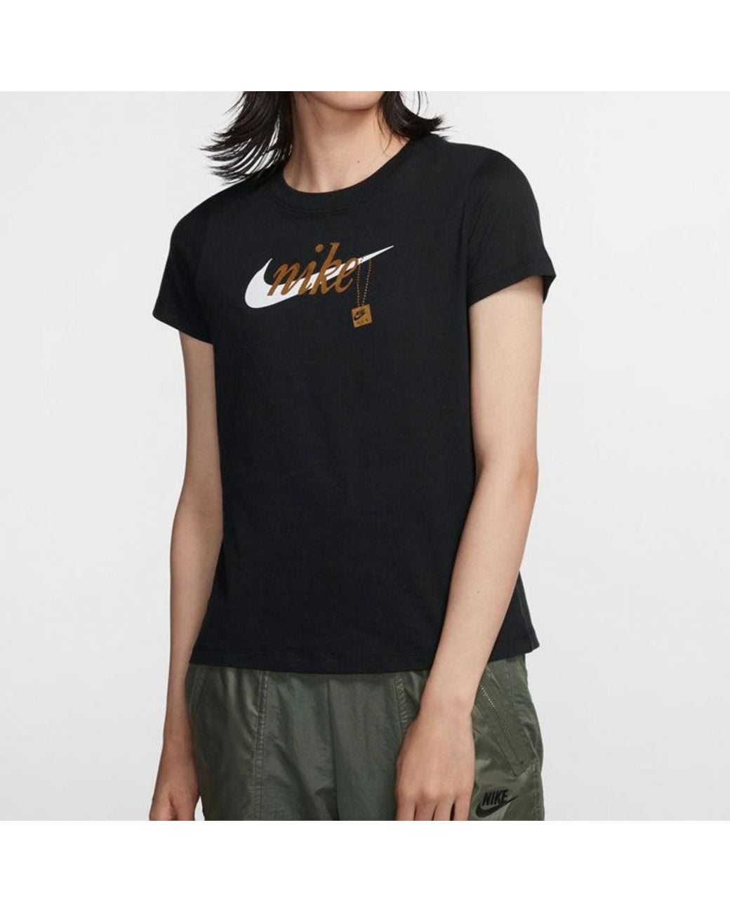 Nike Black (Wmns) Sportswear Round Neck Short Sleeve