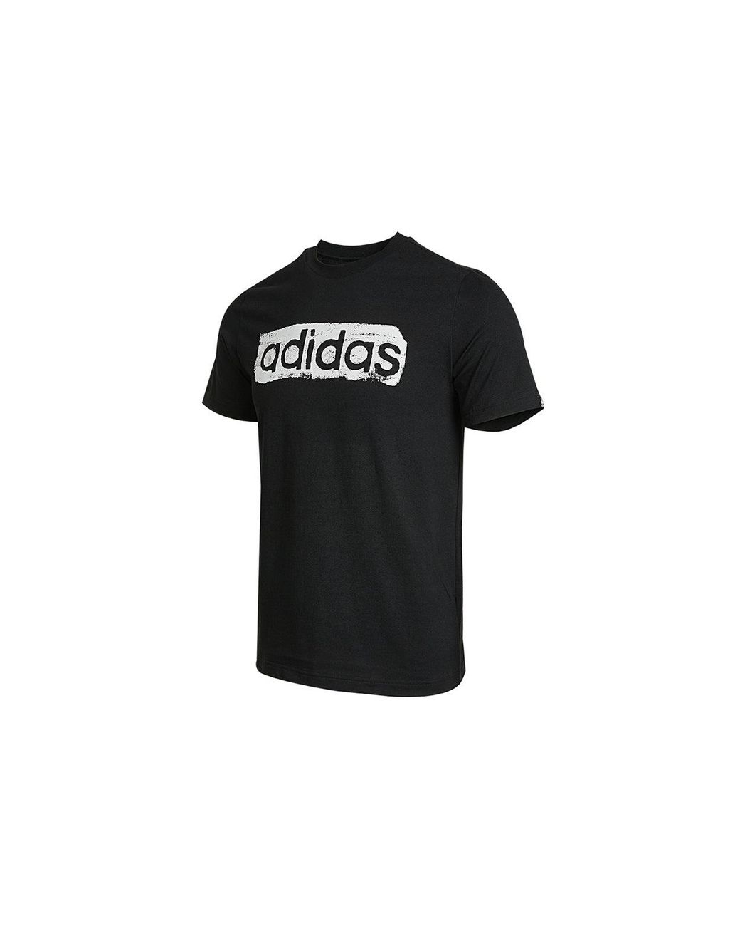 Adidas Black M Brshstrk V4 T Logo Printing Sports Round Neck Short Sleeve for men