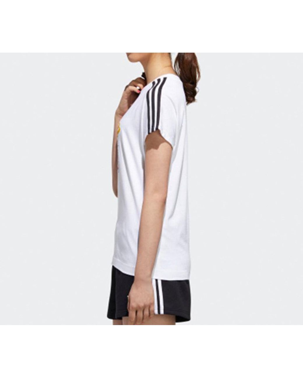 Adidas White (Wmns) Neo Panda Tee Printing Loose Short Sleeve