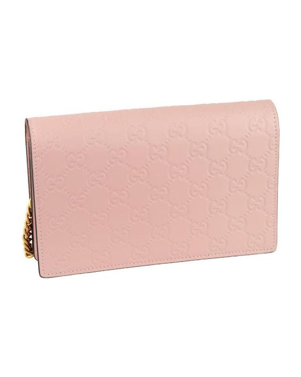 Gucci Pink (Wmns) Metallic Logo Embossing Leather Chain Shoulder Messenger Bag