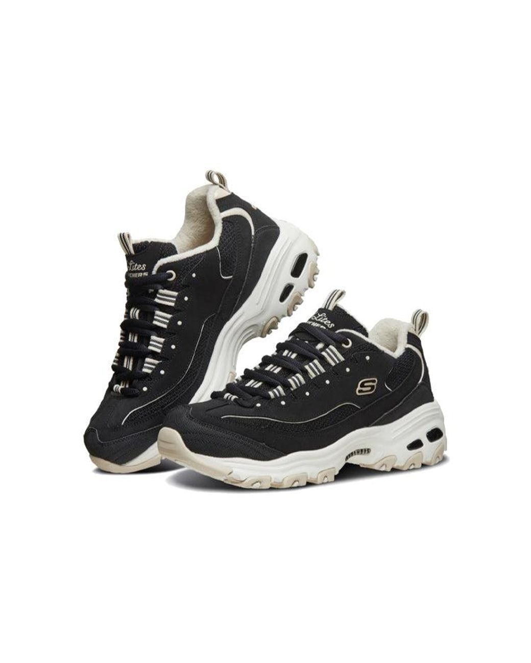 Skechers Black (Wmns) D'Lites 1.0 Fashion Running Shoes