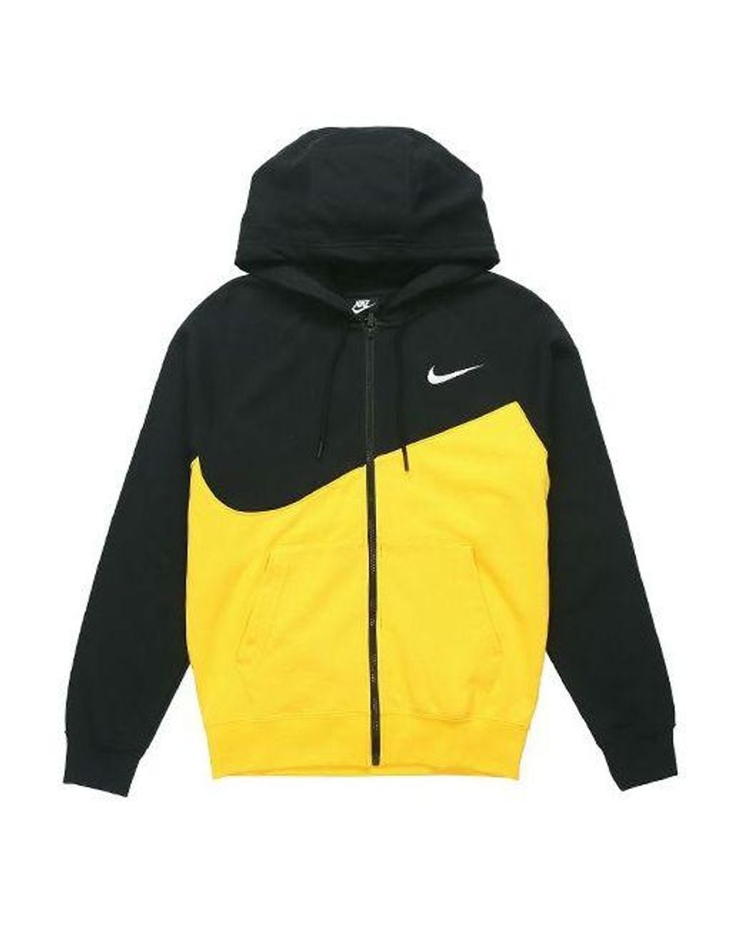 Nike Yellow Colorblock Knit Hooded Jacket for men