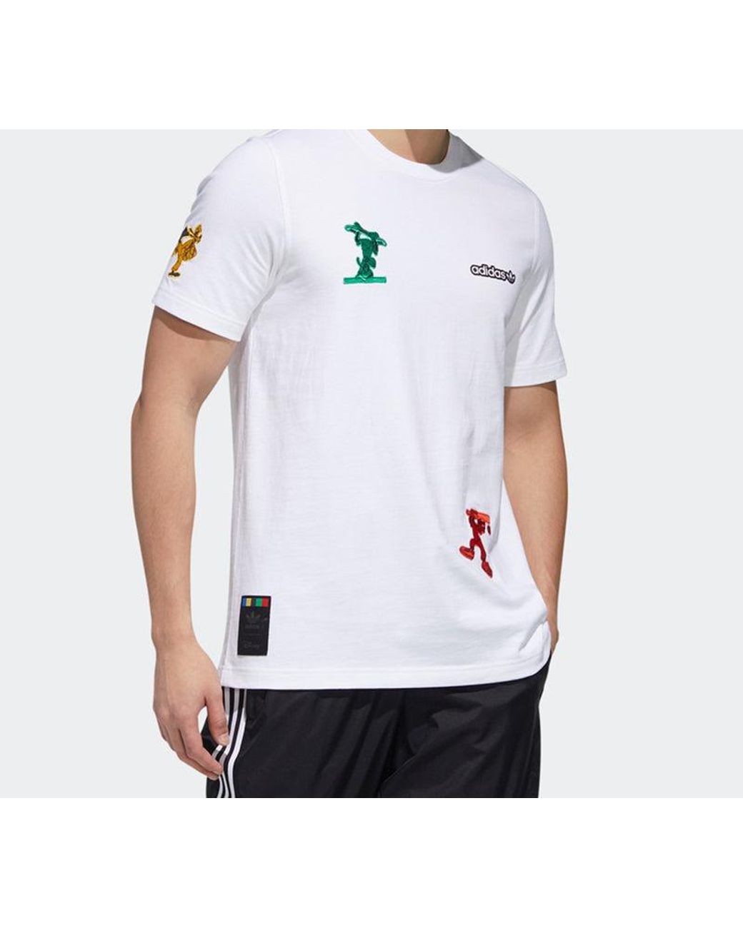 Adidas White X Disney Goofy T2 Crossover Sports Pattern Short Sleeve for men