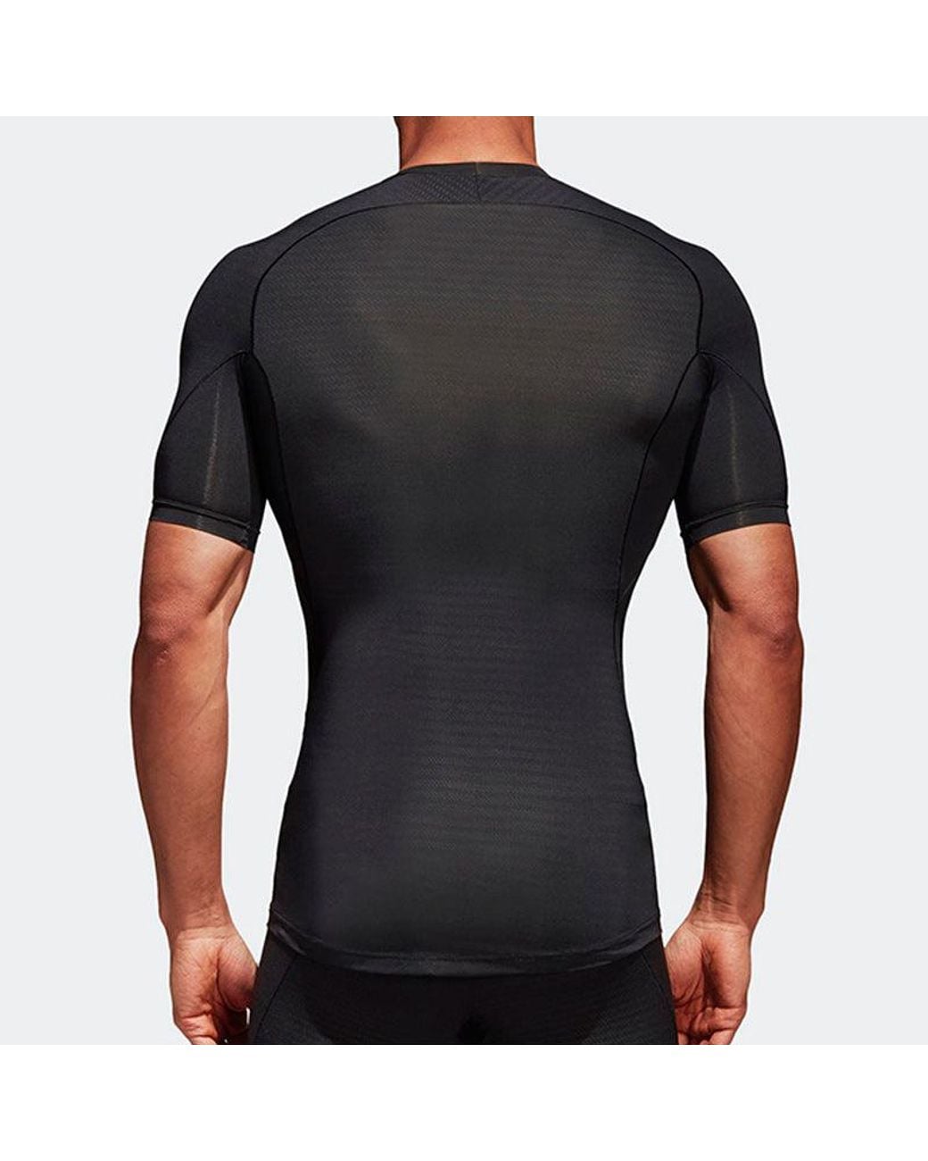 Adidas Black Ask Tec Tee Ss Tight Gym Sports Short Sleeve for men