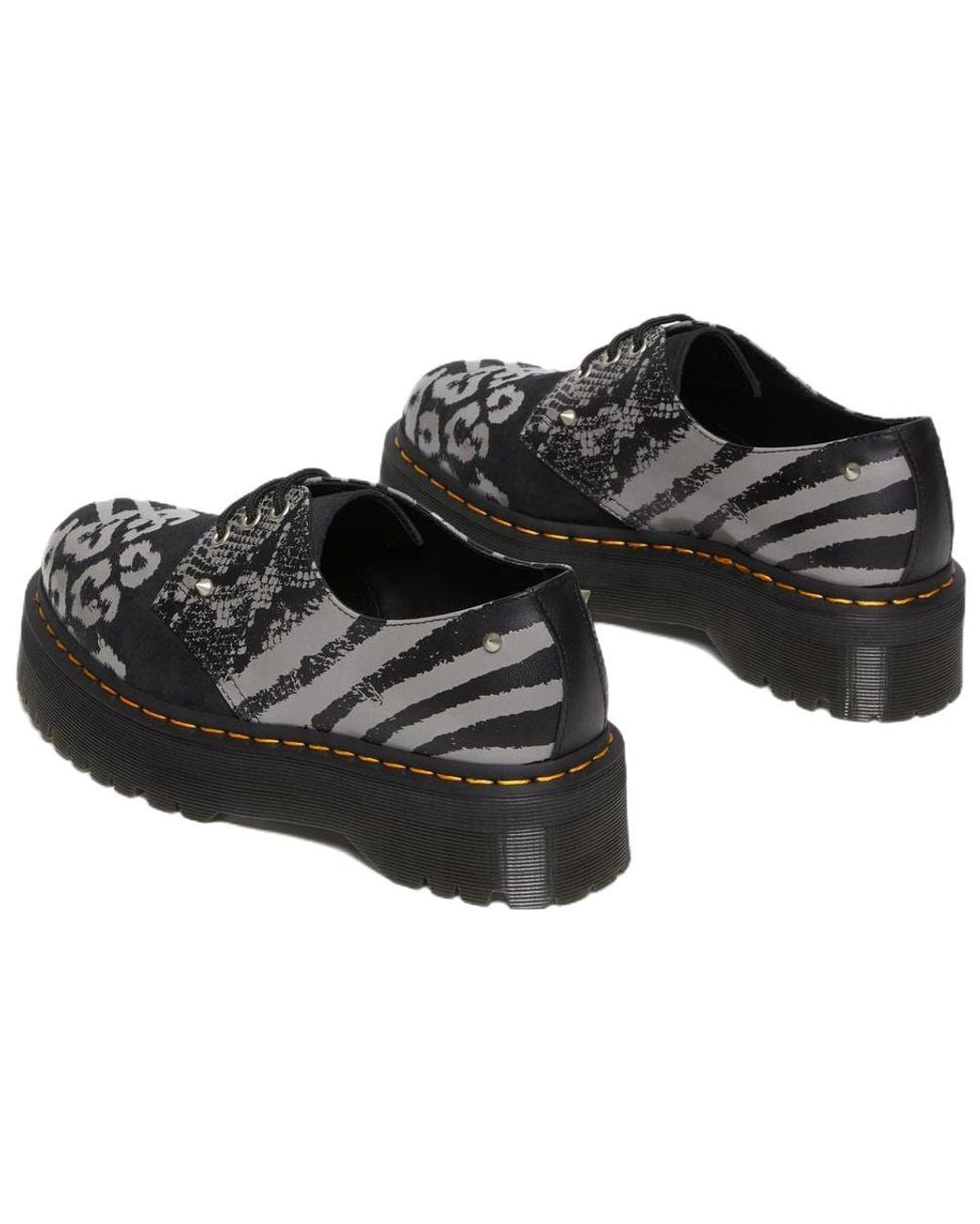 Dr. Martens Black 1461 Animal Clash Leather & Suede Platform Shoes for men