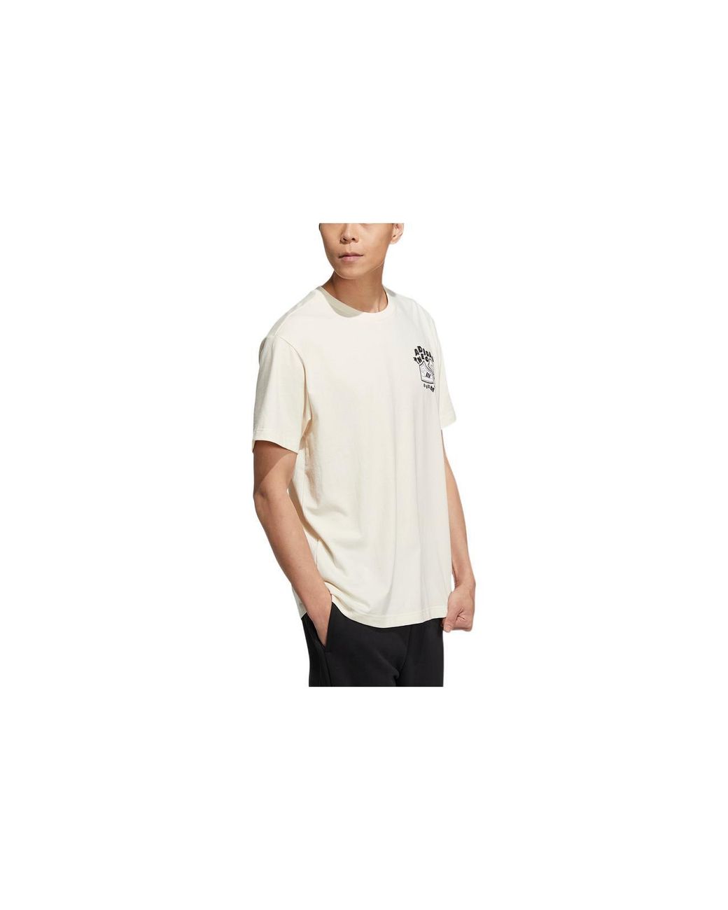 Adidas White Neo Ss22 Shoe Alphabet Printing Round Neck Short Sleeve Couple Style for men