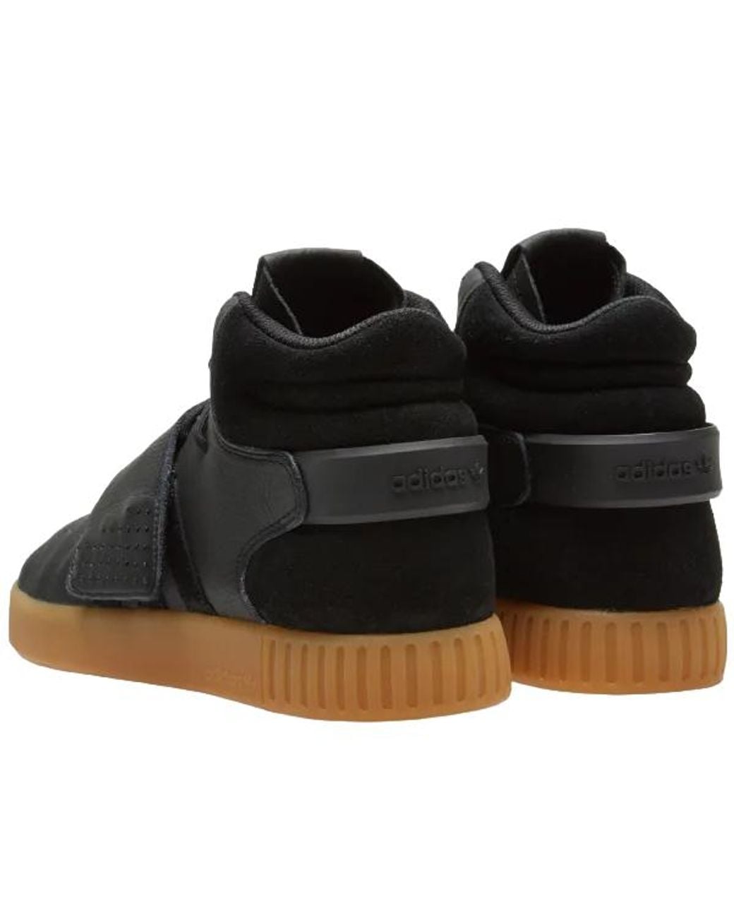 Adidas Black Tubular Invader Strap Gum' for men