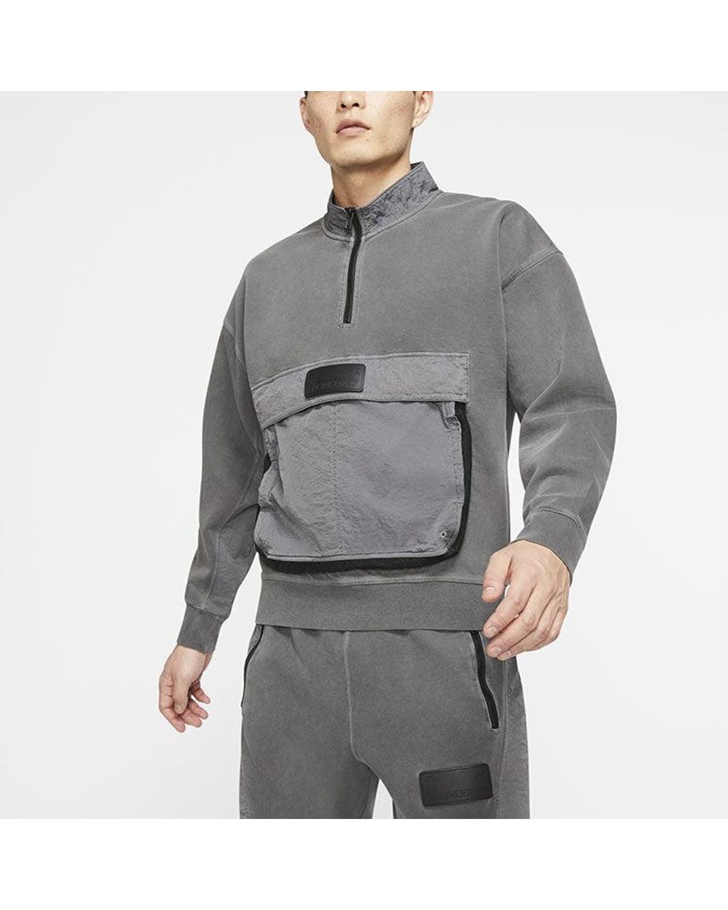 Nike Gray 23 Engineered Half Zip Open Sweatshirt For for men