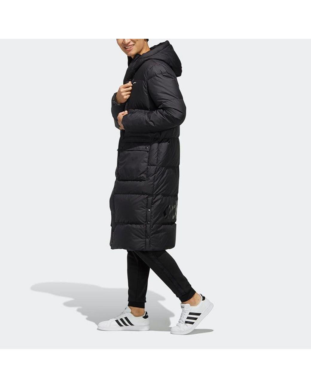 Adidas Black Neo High Collar Long Down Jacket for men