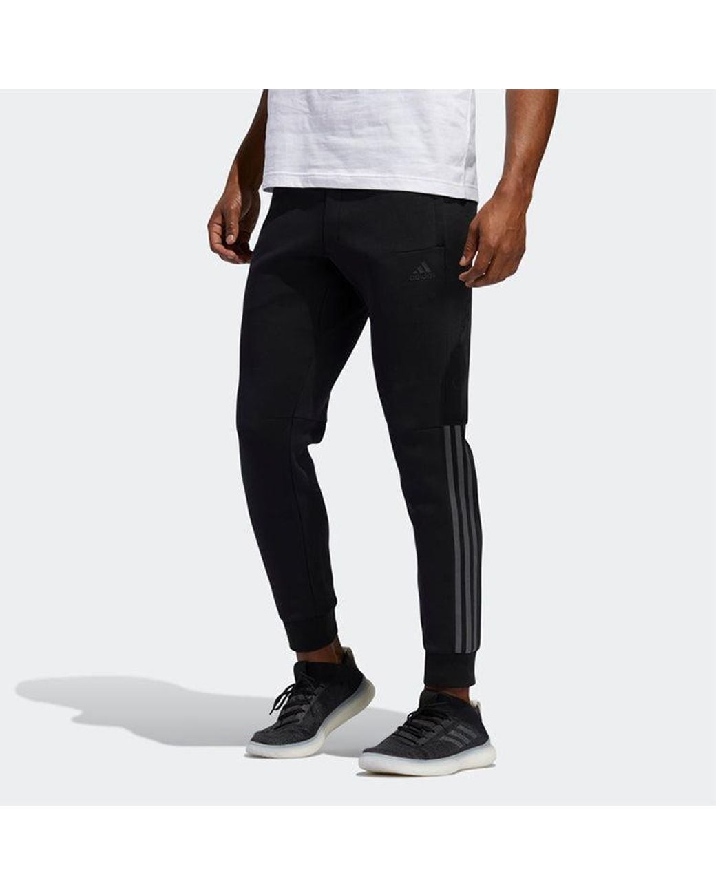 Adidas Black Pattern Lacing Elastic Waistband Sports Pants for men