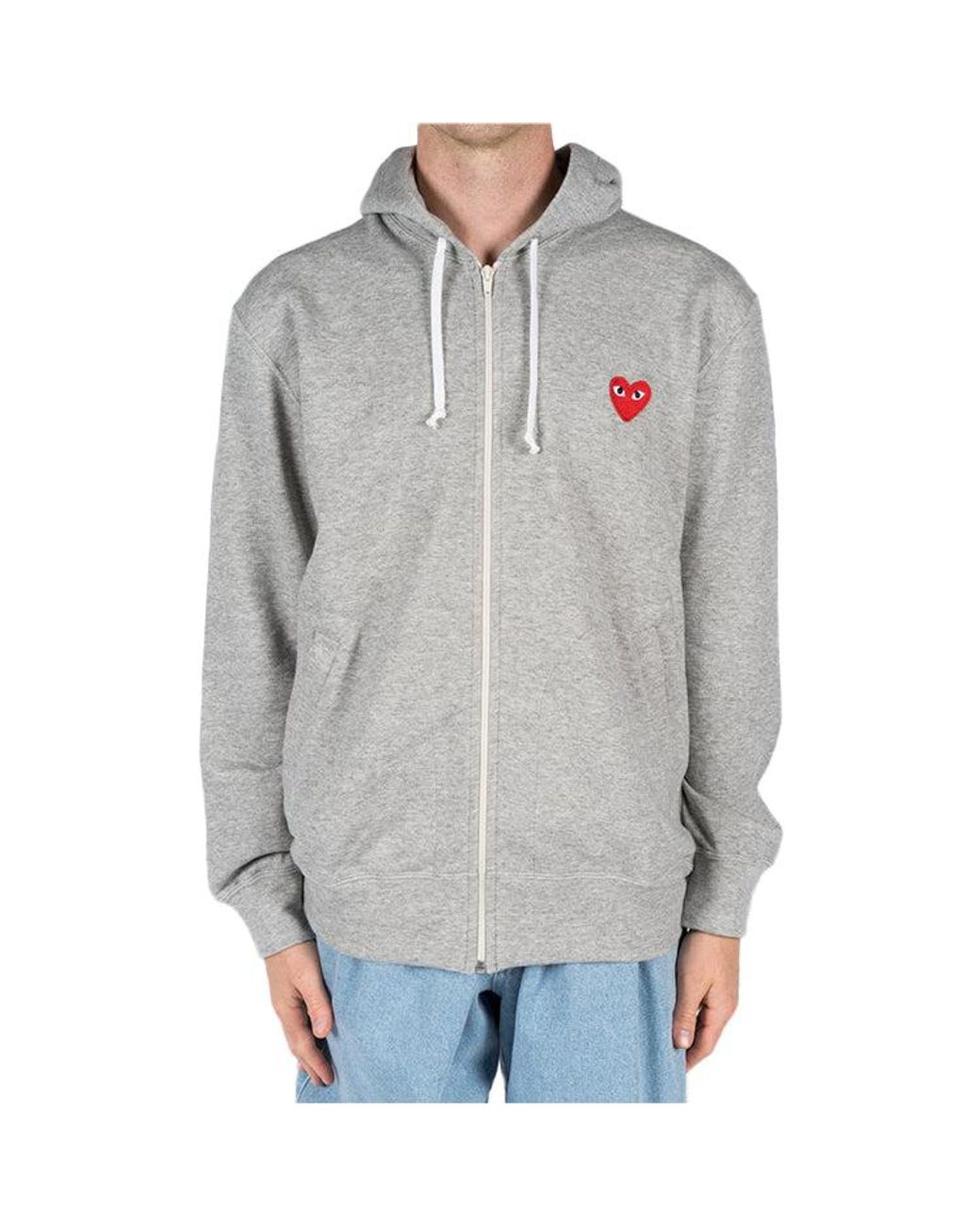 COMME DES GARÇONS PLAY Gray (Wmns) Small Emblem Zip Hooded Sweatshirt Az-T311-051-1