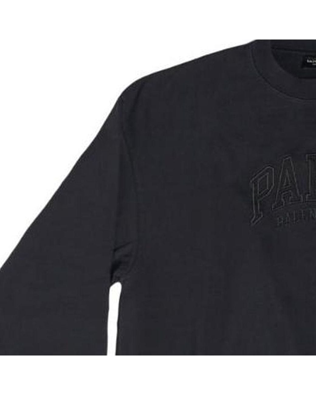 Balenciaga Blue Cities Paris Embroidered Logo Sweatshirt for men