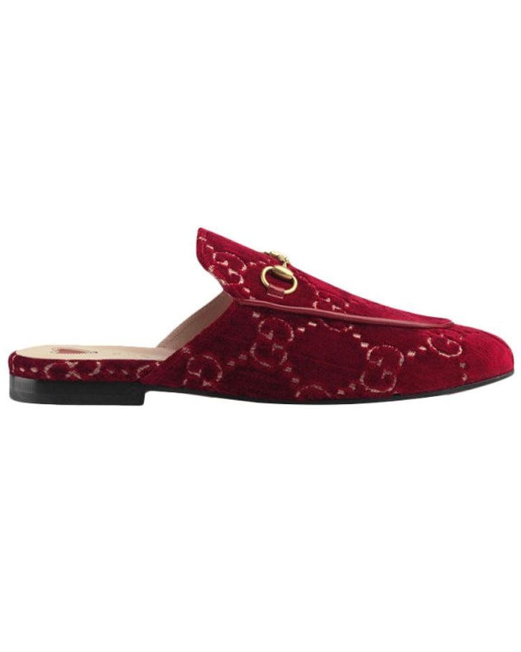 Gucci Red (Wmns) Princetown Gg Velvet Mules