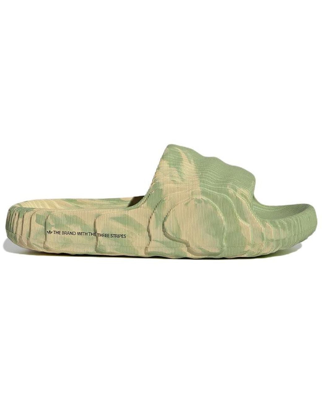 Adidas Green Adilette 22 Slides 'Magic Lime Desert Sand'